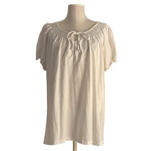 Carolyn Taylor White Peasant Top | Size 2X
